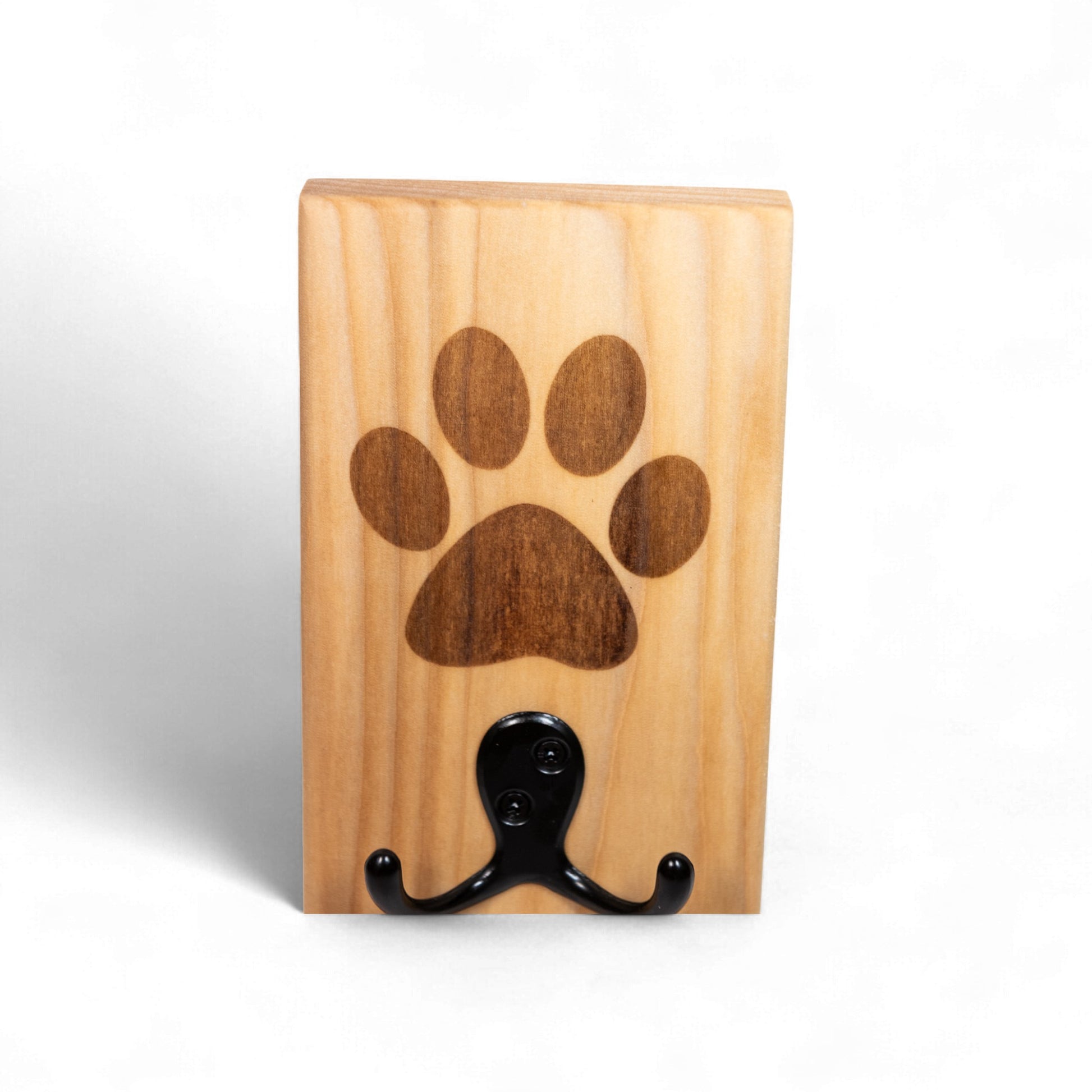 Maple Wall Mount Dog Paw Leash Holder