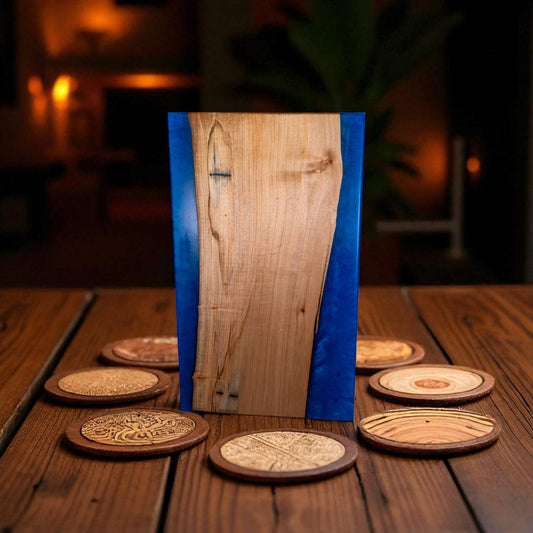 Maple Wood Blue Epoxy Charcuterie Boards/Serving Board