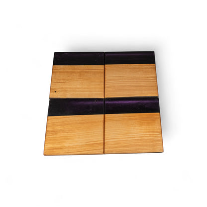 Maple Wood with Black Purple Epoxy Coaster