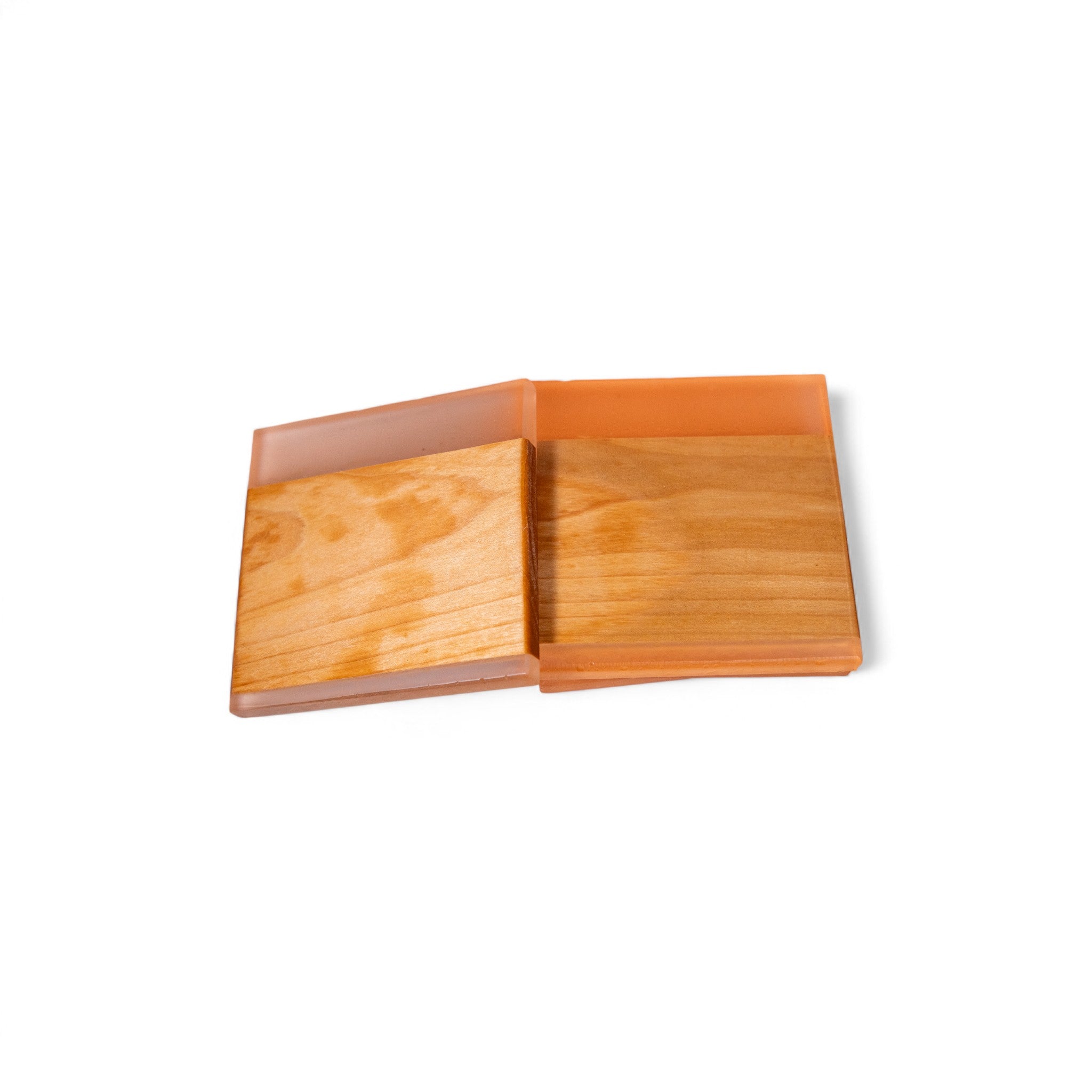 Maple Wood with Glow in Dark Orange Epoxy Coaster