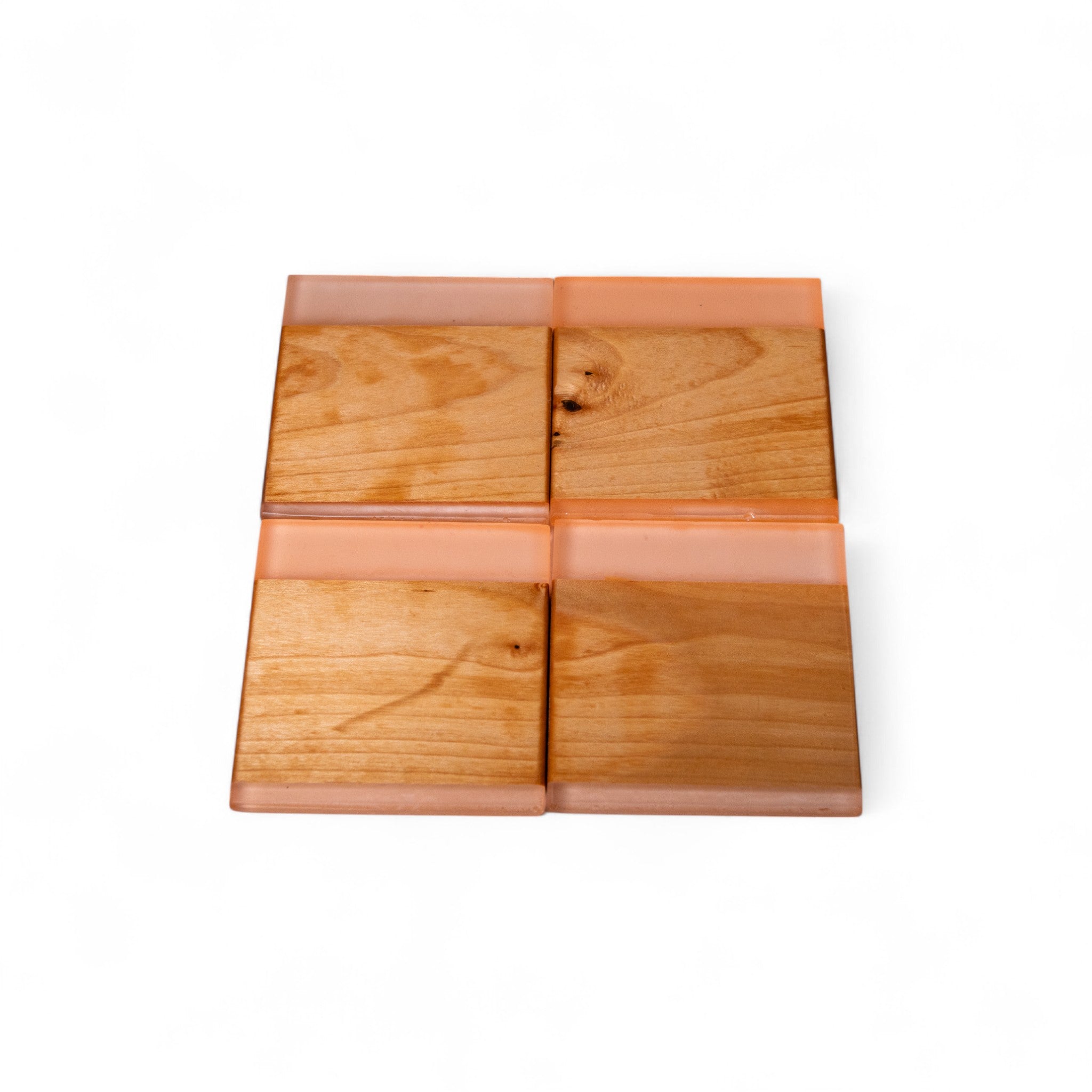 Maple Wood with Glow in Dark Orange Epoxy Coaster