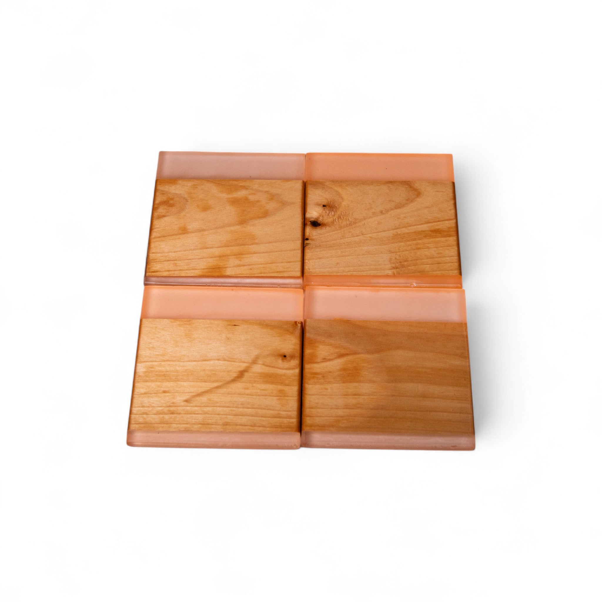 Maple Wood with Glow in Dark Orange Epoxy Coaster