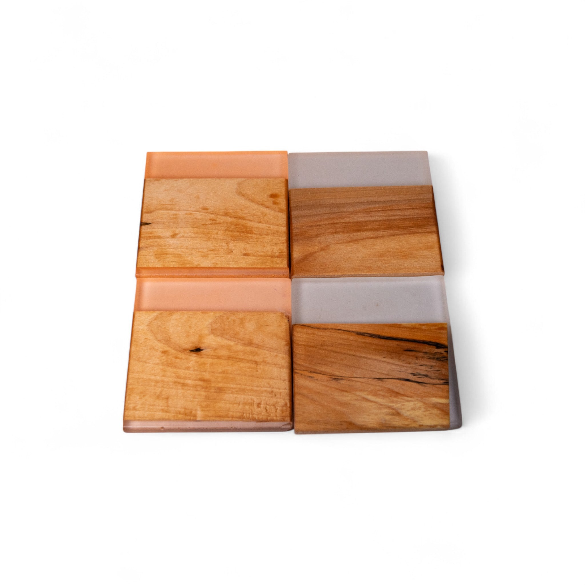 Maple Wood with Glow in Dark Orange/White Epoxy Coaster