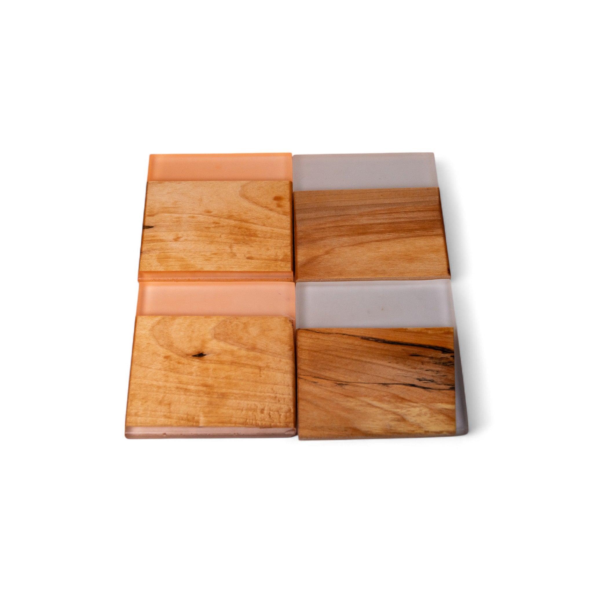 Maple Wood with Glow in Dark Orange/White Epoxy Coaster