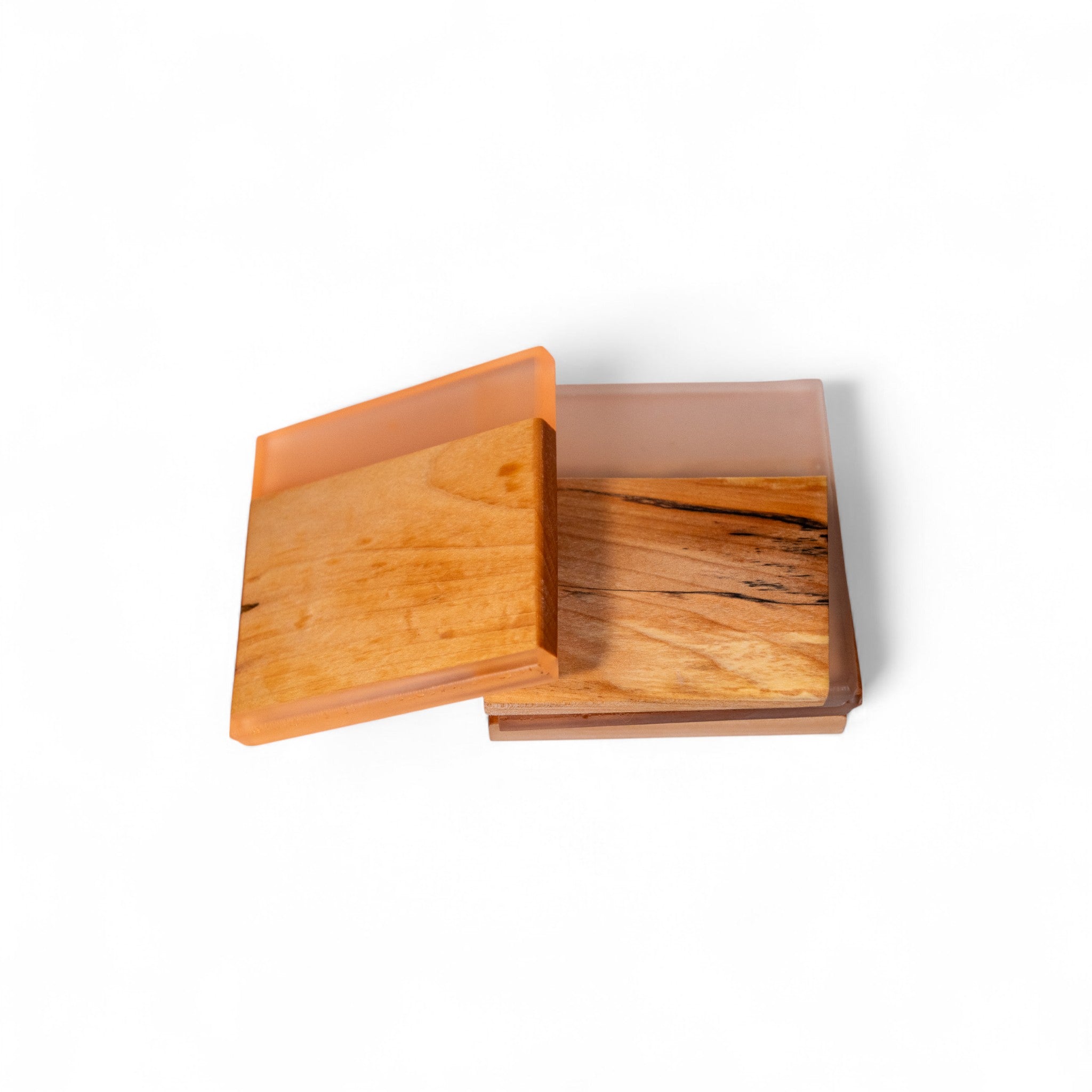 Maple Wood with Glow in Dark Orange/White Epoxy Coaster