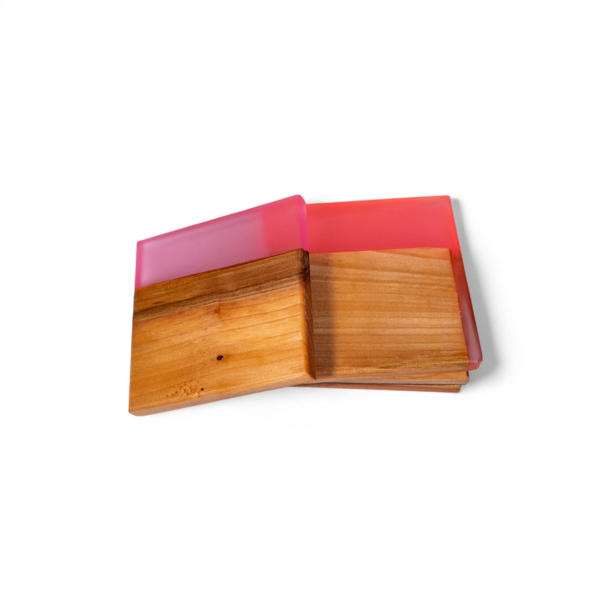 Maple Wood with Glow in Dark Pink/Red Epoxy Coaster