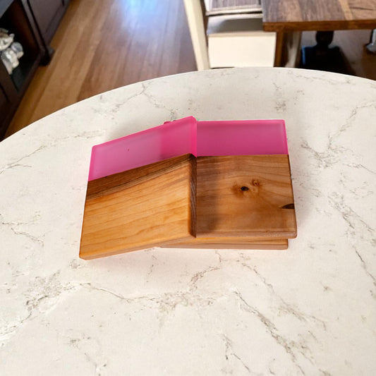 Maple Wood with Glow in Dark Purple Epoxy Coaster