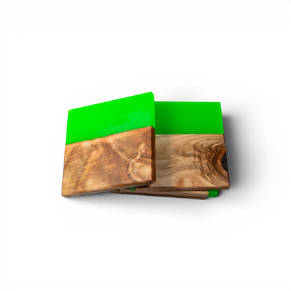 Maple Wood with Neno Green Epoxy Coaster