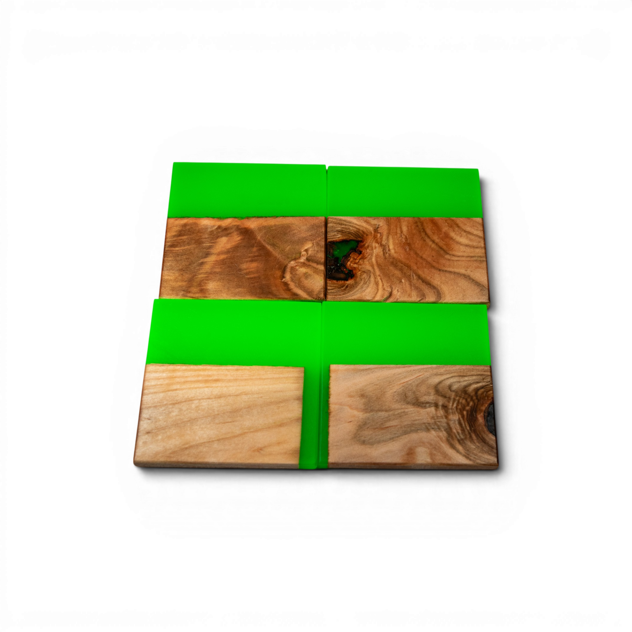 Maple Wood with Neno Green Epoxy Coaster
