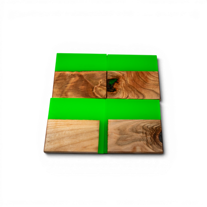 Maple Wood with Neno Green Epoxy Coaster