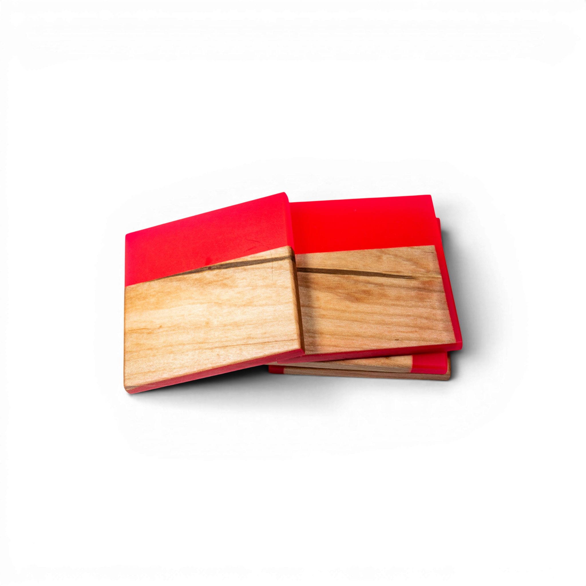 Maple Wood with Neon Pink Epoxy Coaster