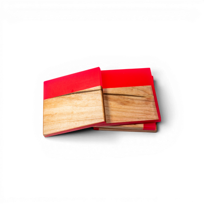 Maple Wood with Neon Pink Epoxy Coaster