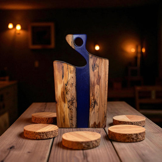 Maple Wood with Purple Epoxy Charcuterie Boards/Serving Board with Handle