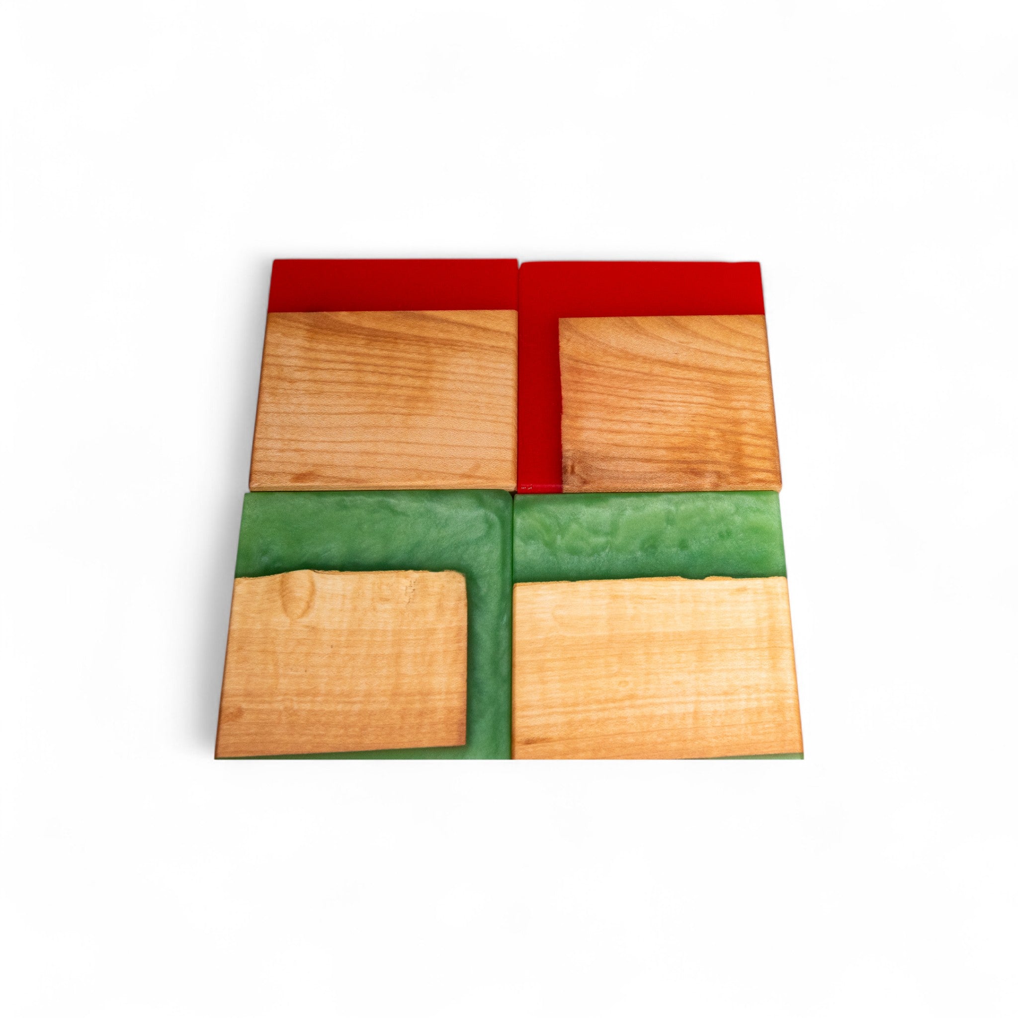 Maple Wood with Red/Jade Epoxy Coaster