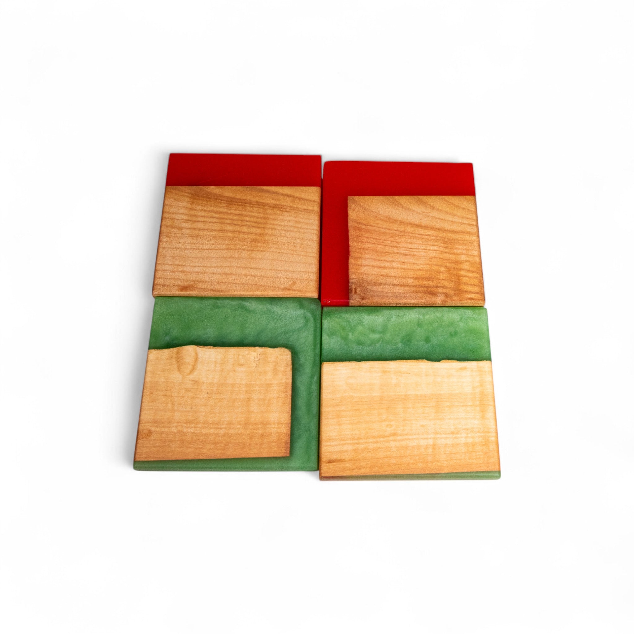 Maple Wood with Red/Jade Epoxy Coaster