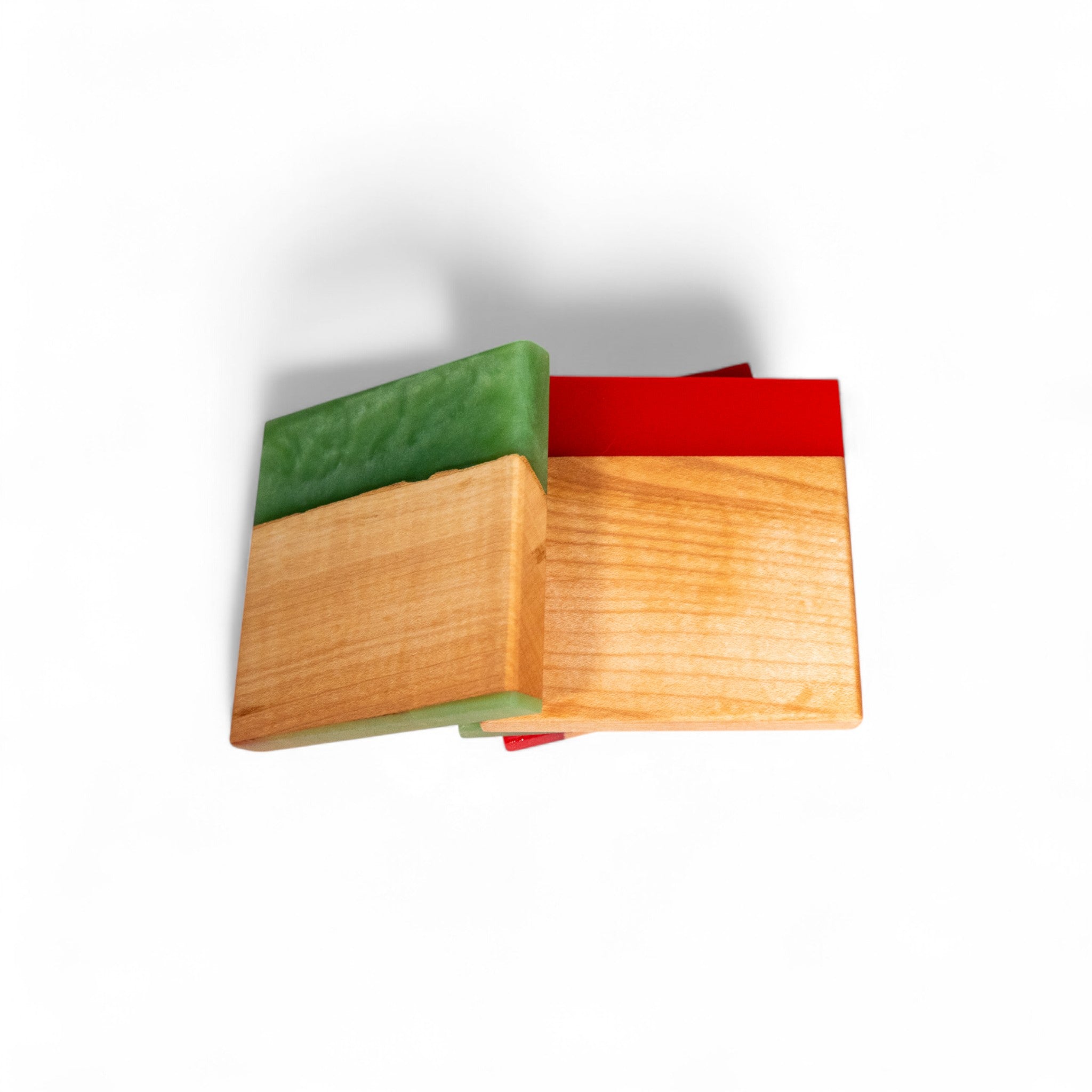 Maple Wood with Red/Jade Epoxy Coaster