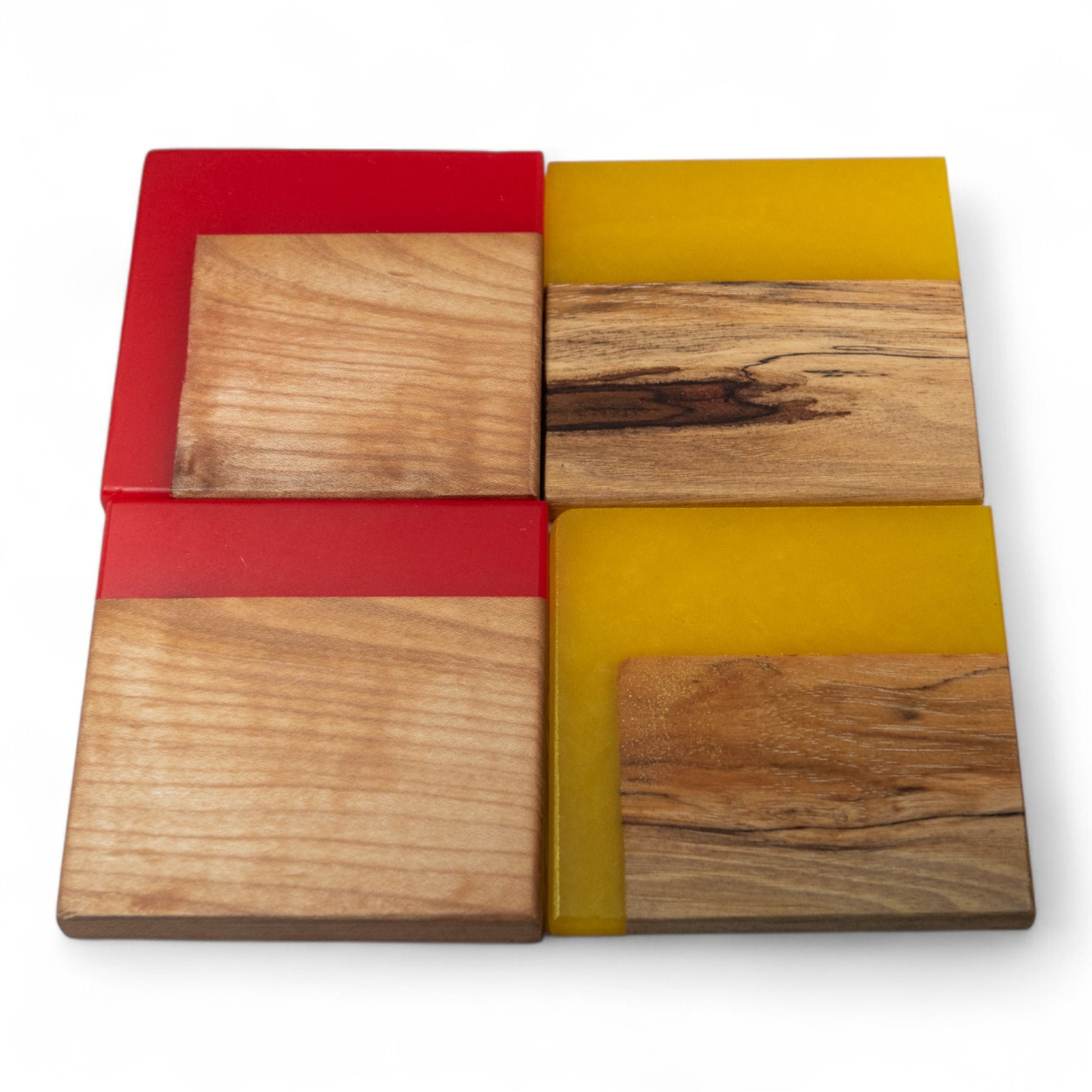 Maple Wood with Red/Yellow Epoxy Coaster