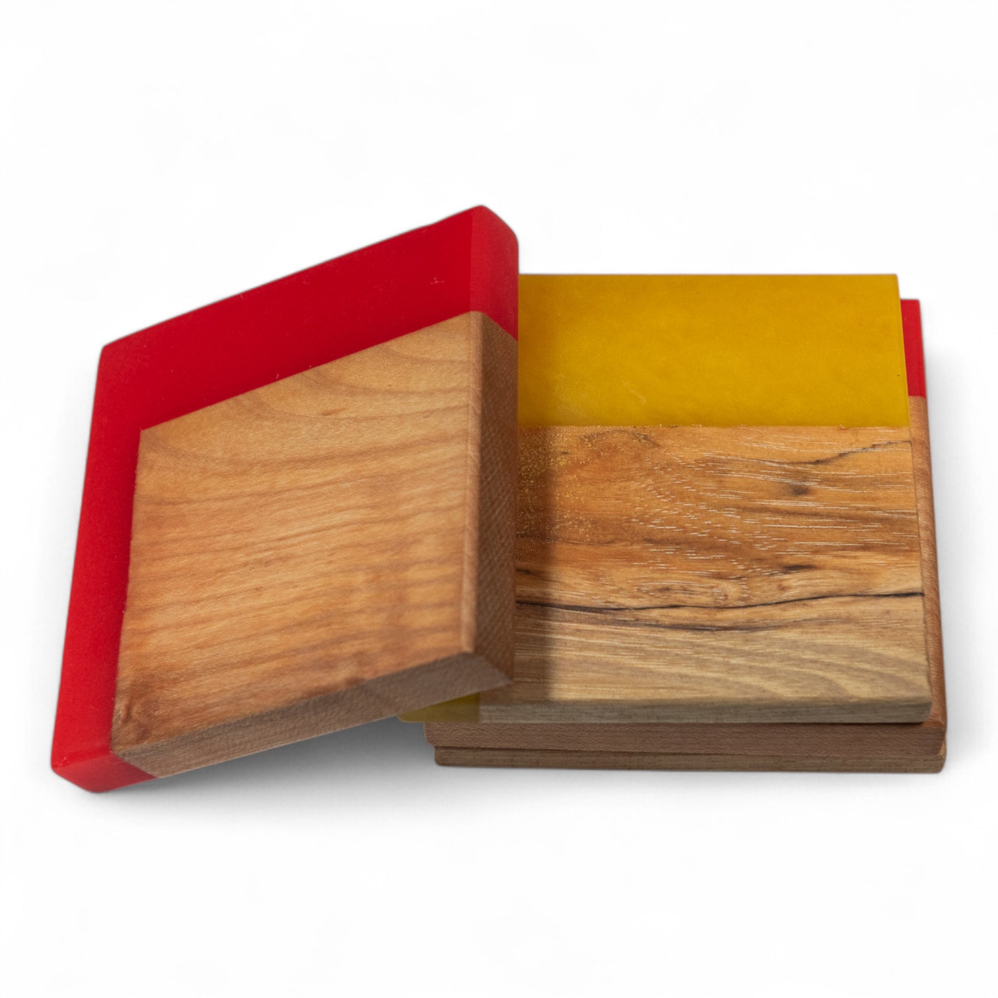 Maple Wood with Red/Yellow Epoxy Coaster
