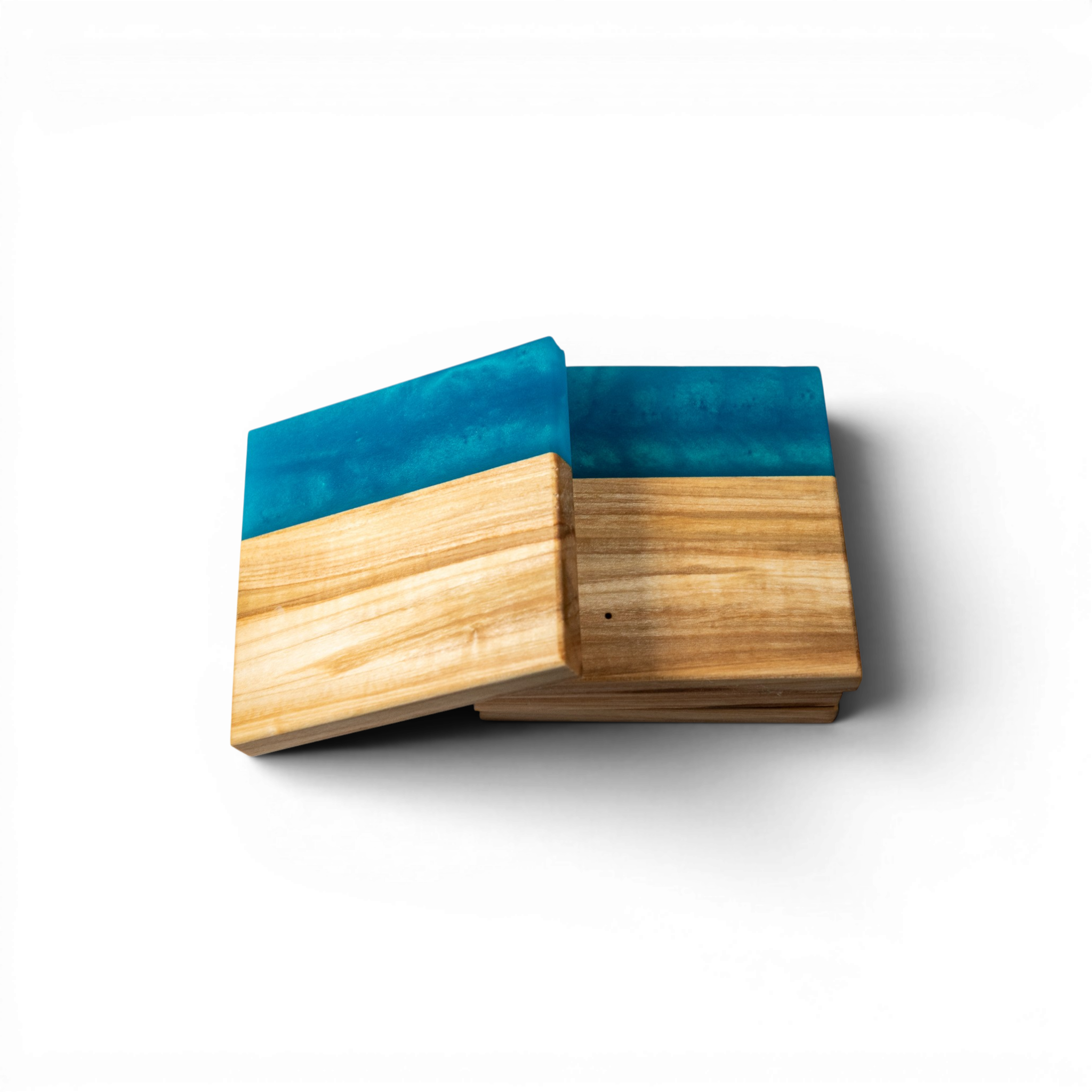 Maple Wood with Sea Blue Epoxy Coaster