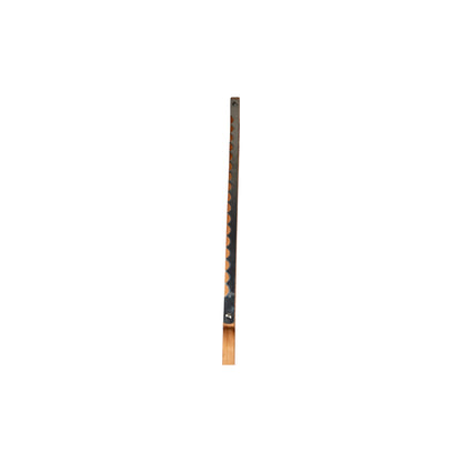 Maple bow bread knife with notched stainless steel blade and metal screws