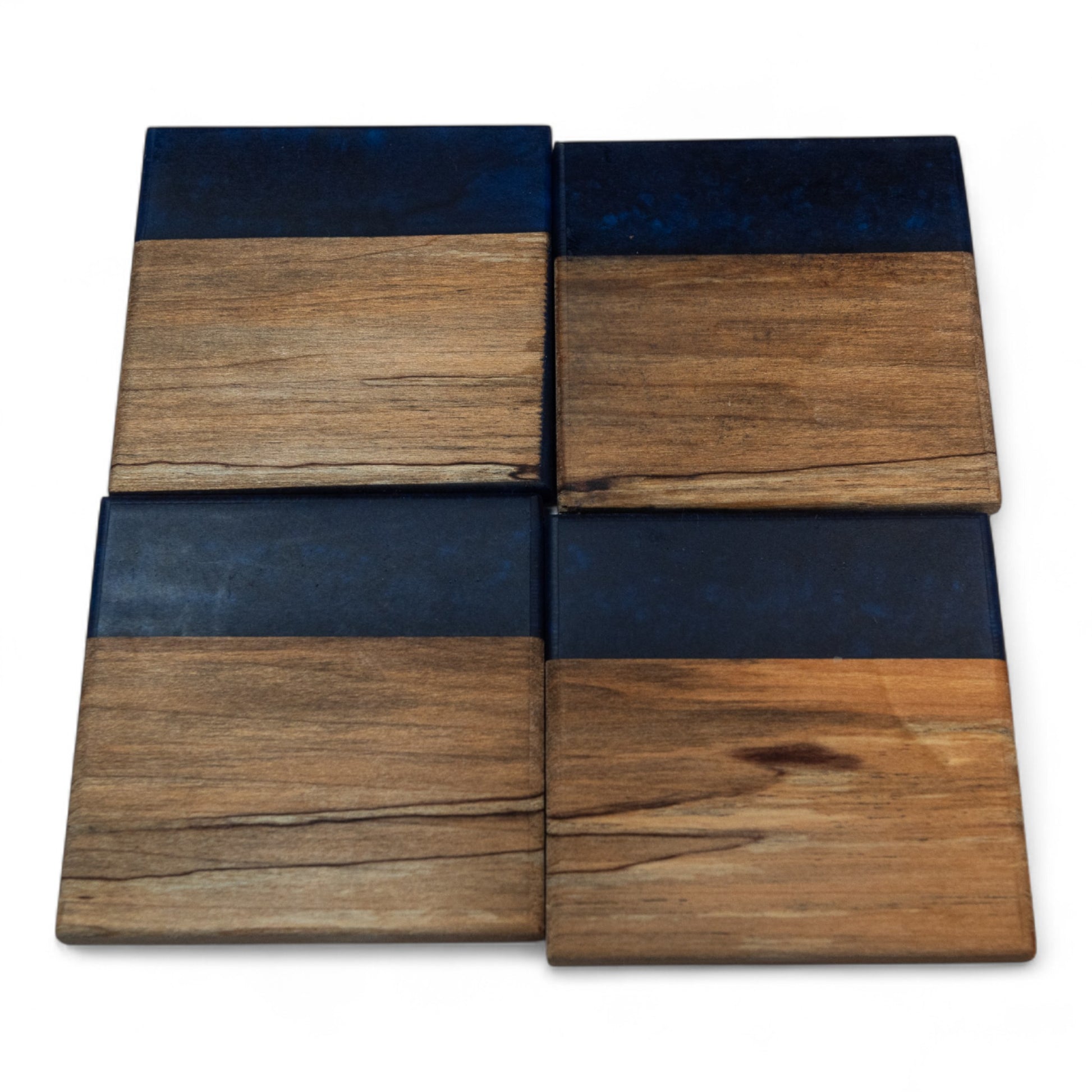Maple with Dark Blue Epoxy Coaster