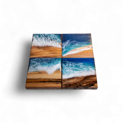 Maple with Ocean Wave Epoxy Coaster