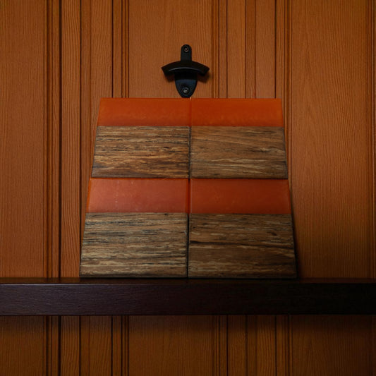 Maple with Orange Epoxy Coaster