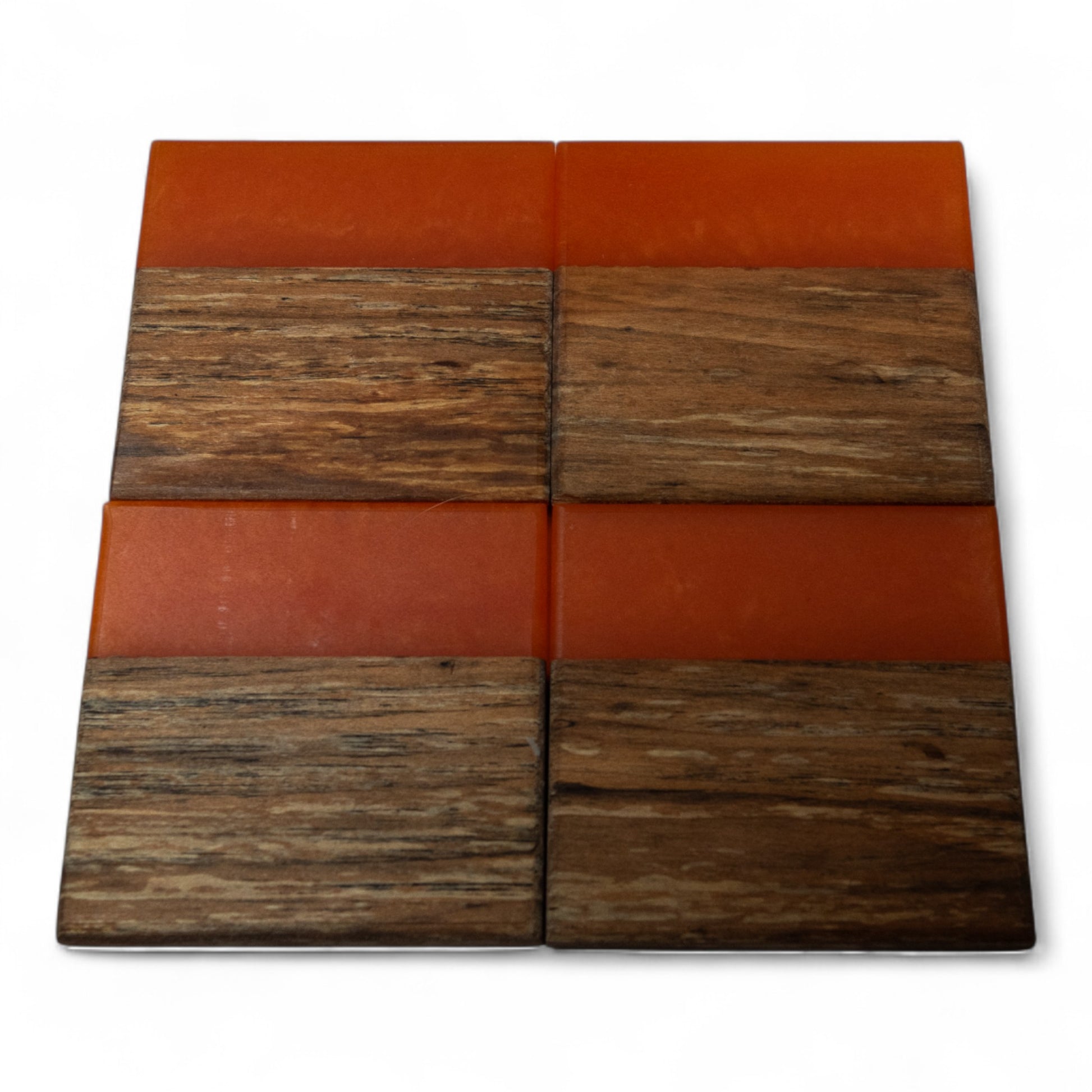 Maple with Orange Epoxy Coaster
