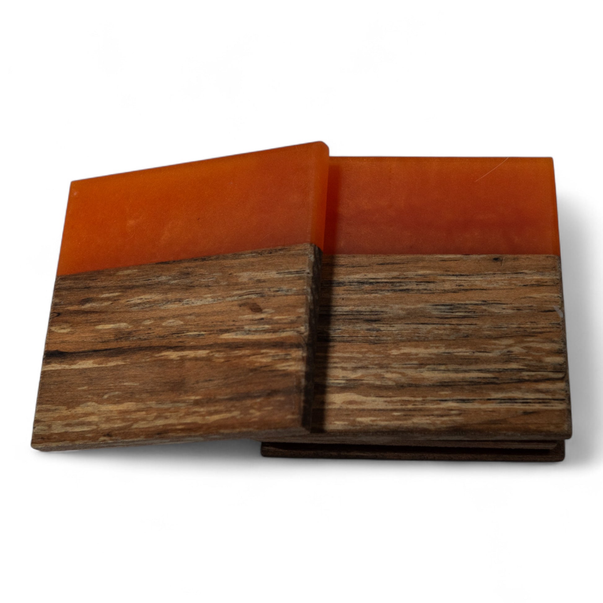 Maple with Orange Epoxy Coaster