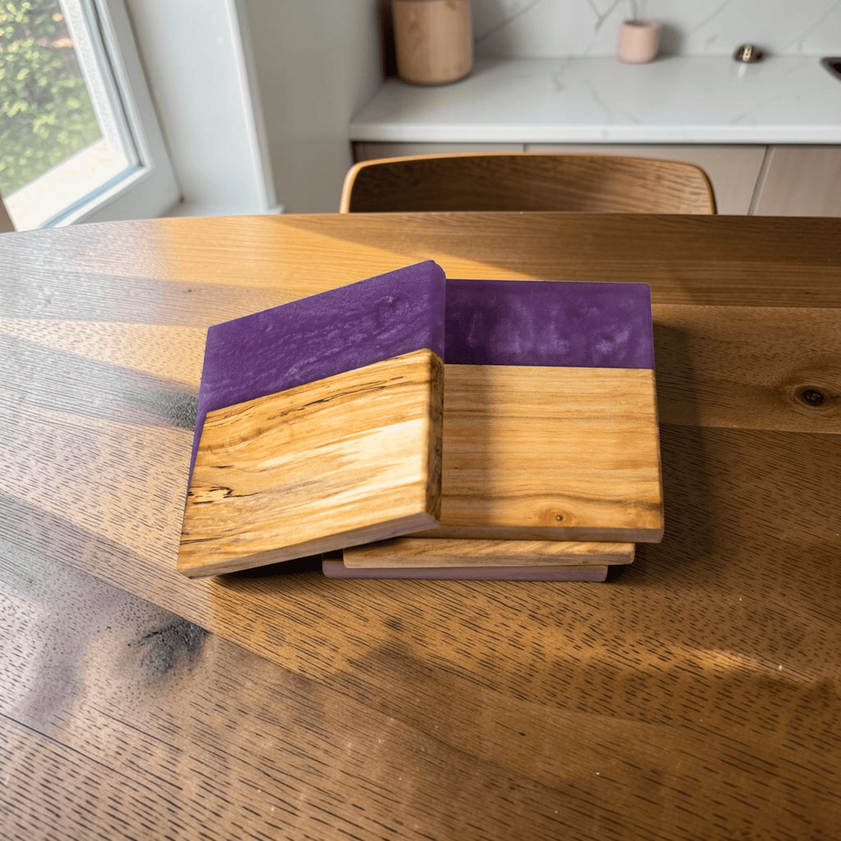 Maple with Violet Epoxy Coaster