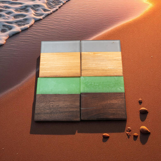 Mix Wood with Jade/Smoke Epoxy Coaster