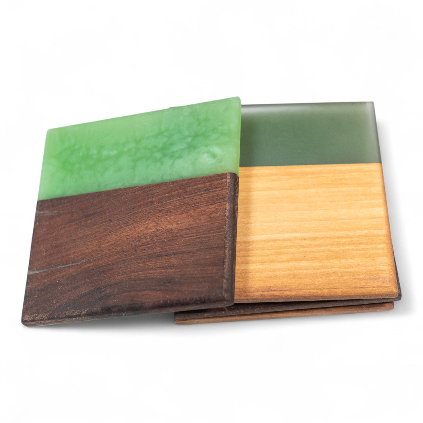 Mix Wood with Jade/Smoke Epoxy Coaster