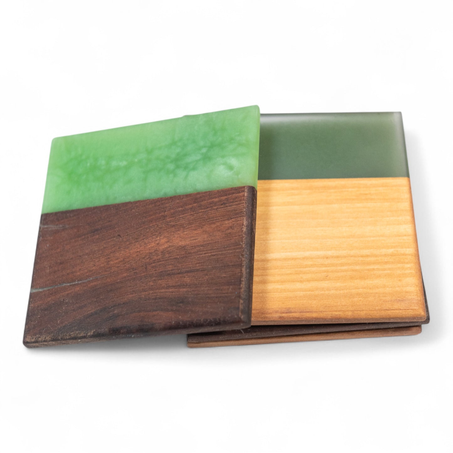 Mix Wood with Jade/Smoke Epoxy Coaster