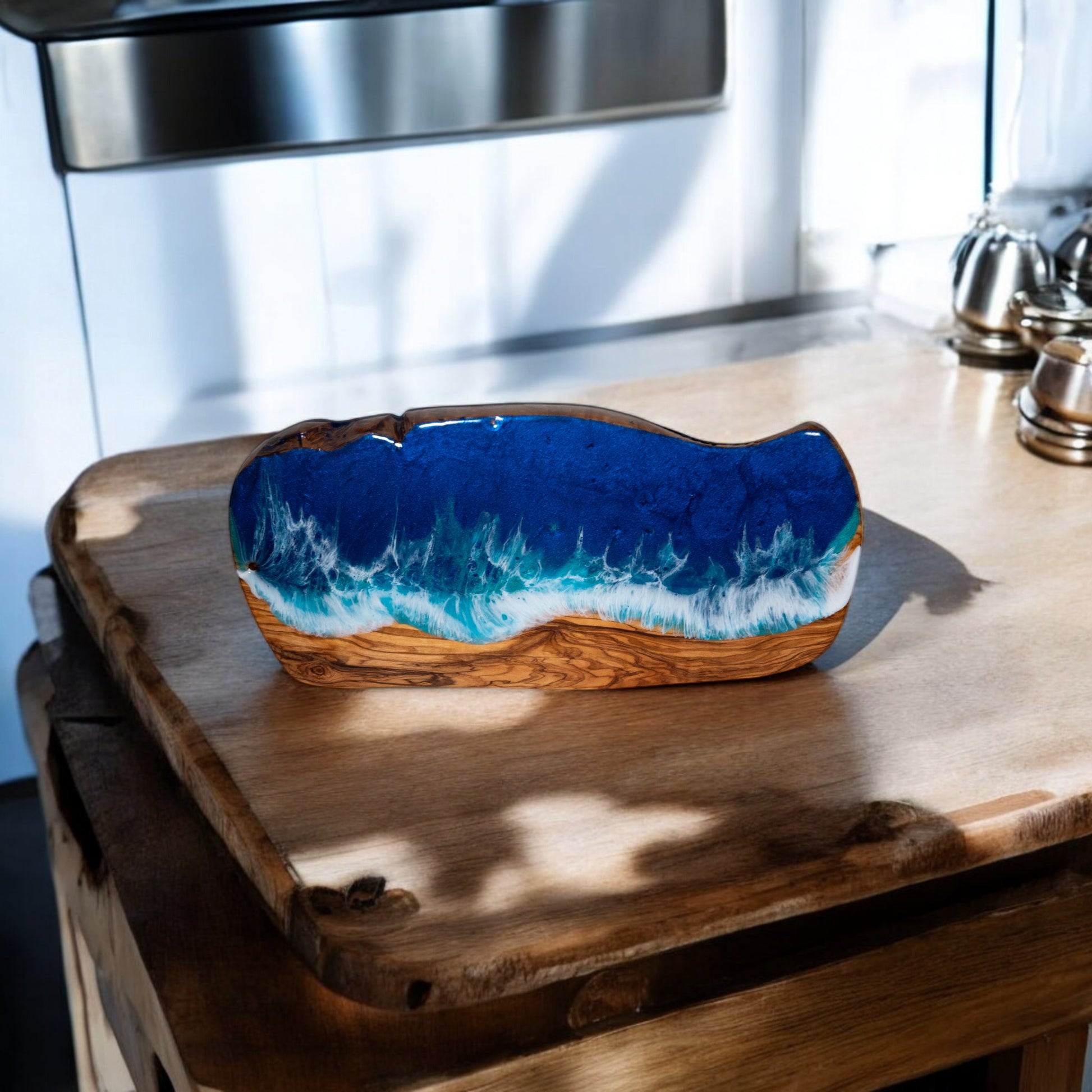 Ocean Wave Olive Wood Charcuterie Boards, Serving Board, Cutting Board