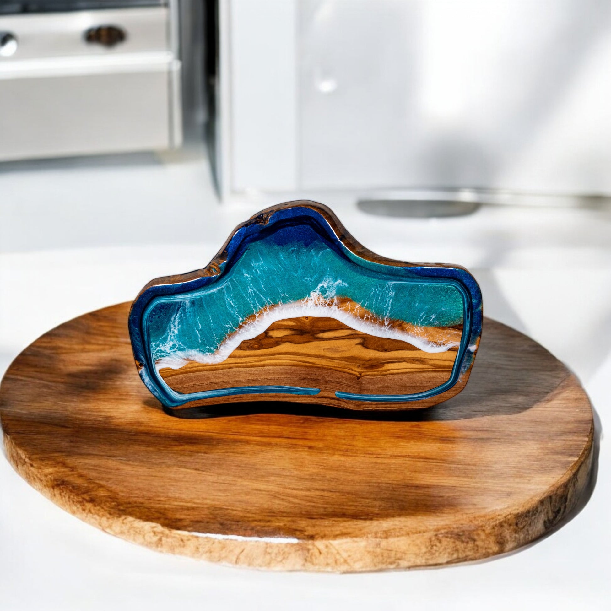 Ocean Wave Olive Wood Charcuterie Boards, Serving Board, Cutting Board