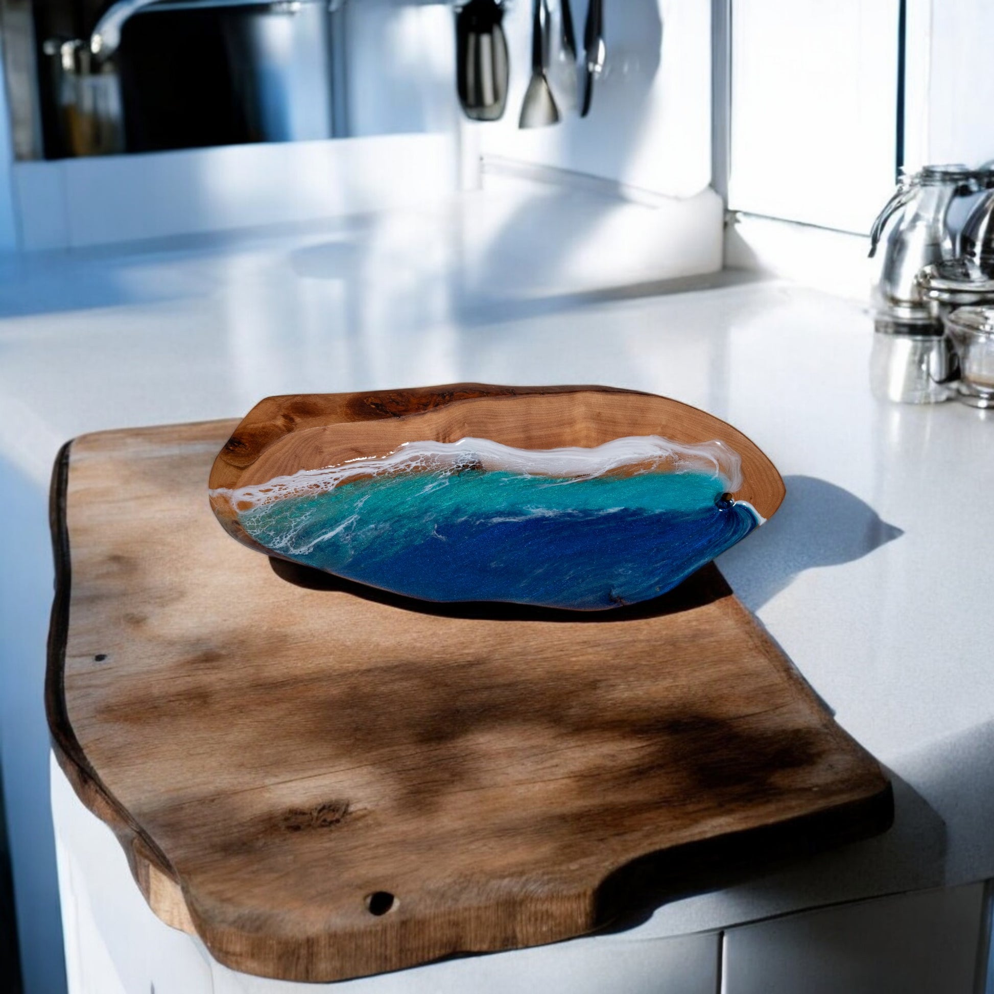 Ocean Wave Olive Wood Charcuterie Boards, Serving Board, Cutting Board