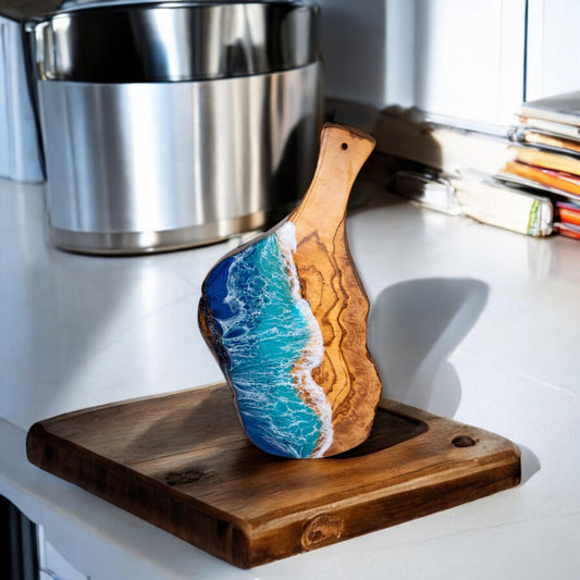 Ocean Wave Olive Wood Charcuterie Boards, Serving Board, Cutting Board