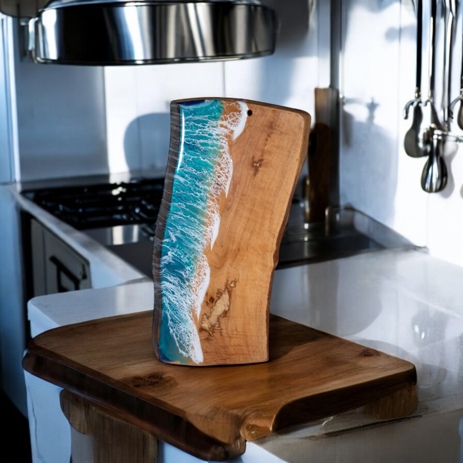 Ocean Wave Olive Wood Charcuterie Boards, Serving Board, Cutting Board