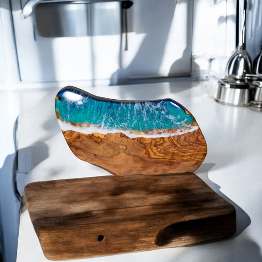 Ocean Wave Olive Wood Charcuterie Boards, Serving Board, Cutting Board