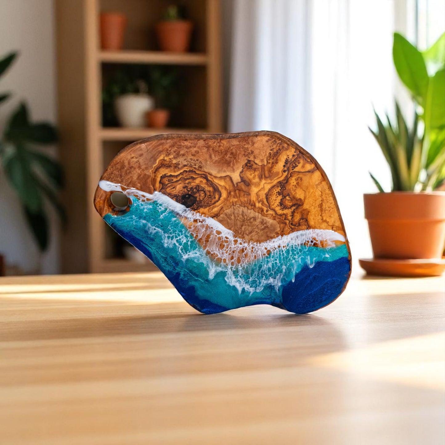 Ocean Wave Olive Wood Charcuterie Boards, Serving Board, Cutting Board