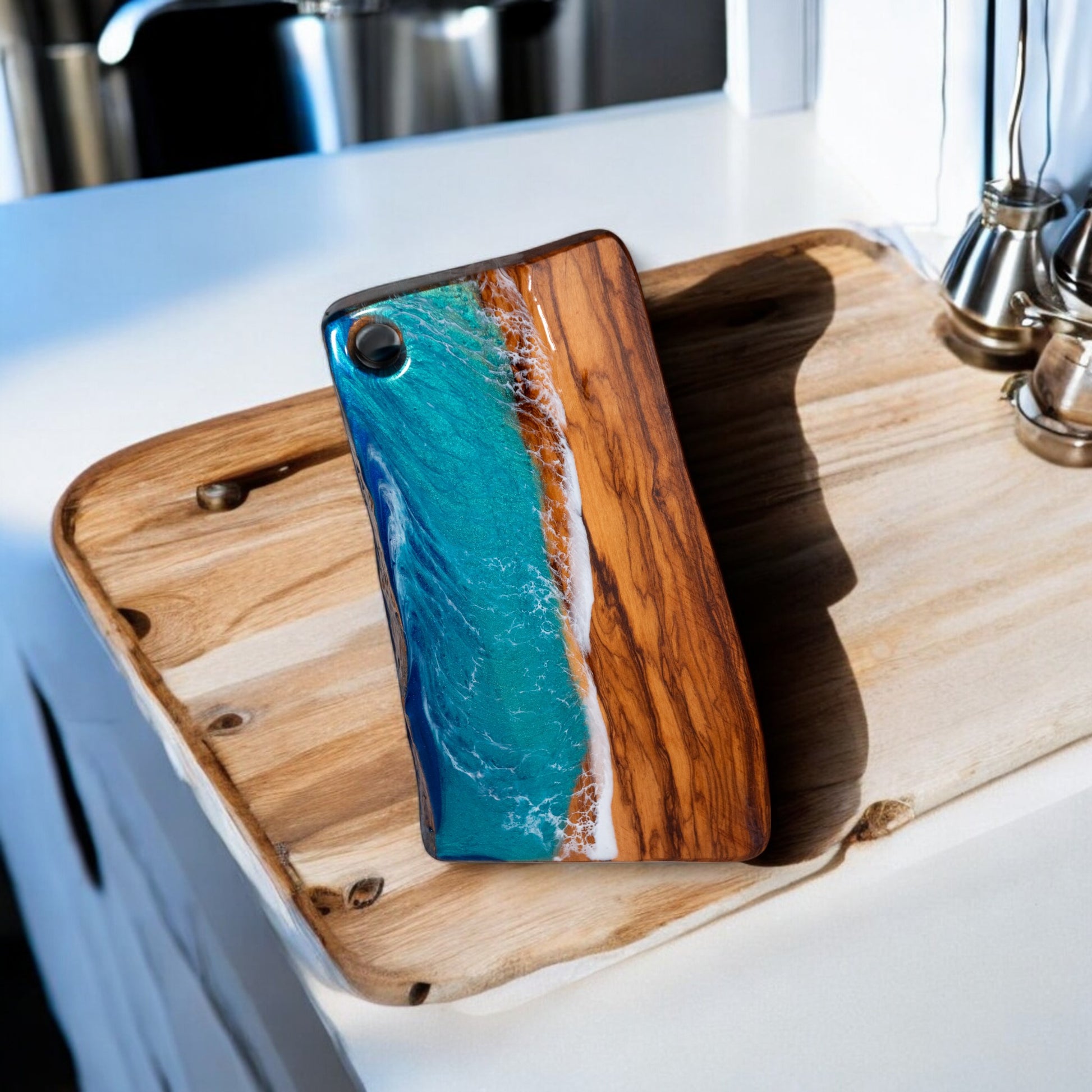 Ocean Wave Olive Wood Charcuterie Boards, Serving Board, Cutting Board