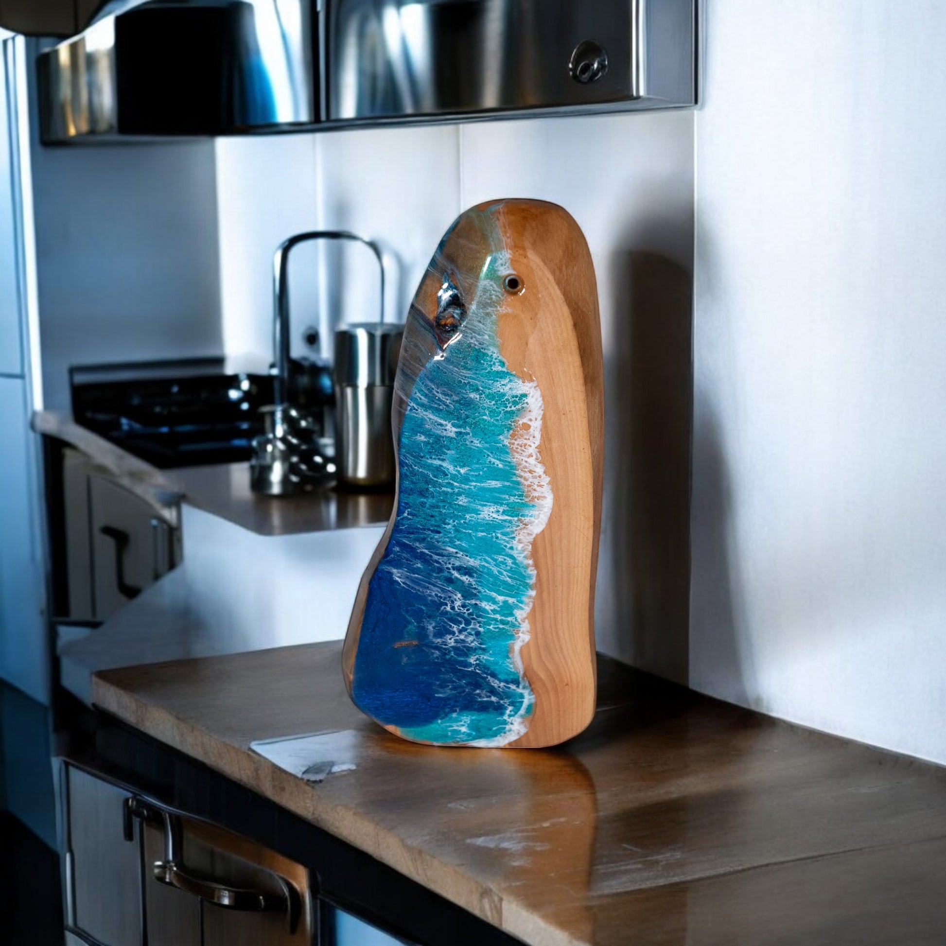 Ocean Wave Olive Wood Charcuterie Boards, Serving Board, Cutting Board