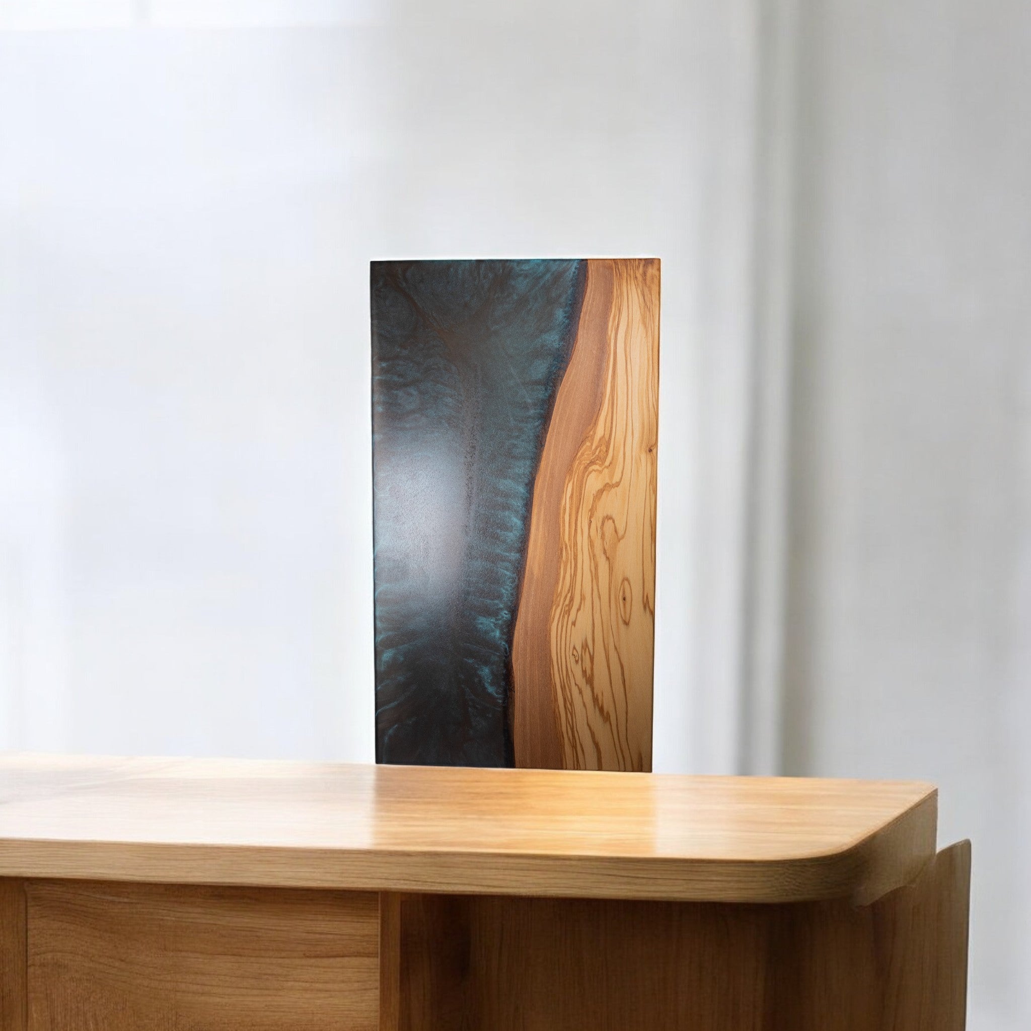 Olive Wood Grey Metal Epoxy Charcuterie Boards/Serving Board