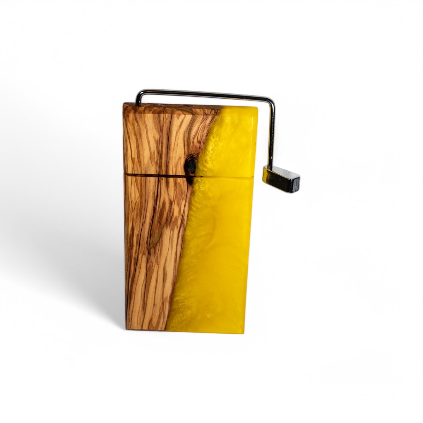 Olive Wood Yellow Epoxy Cheese Slicer Board