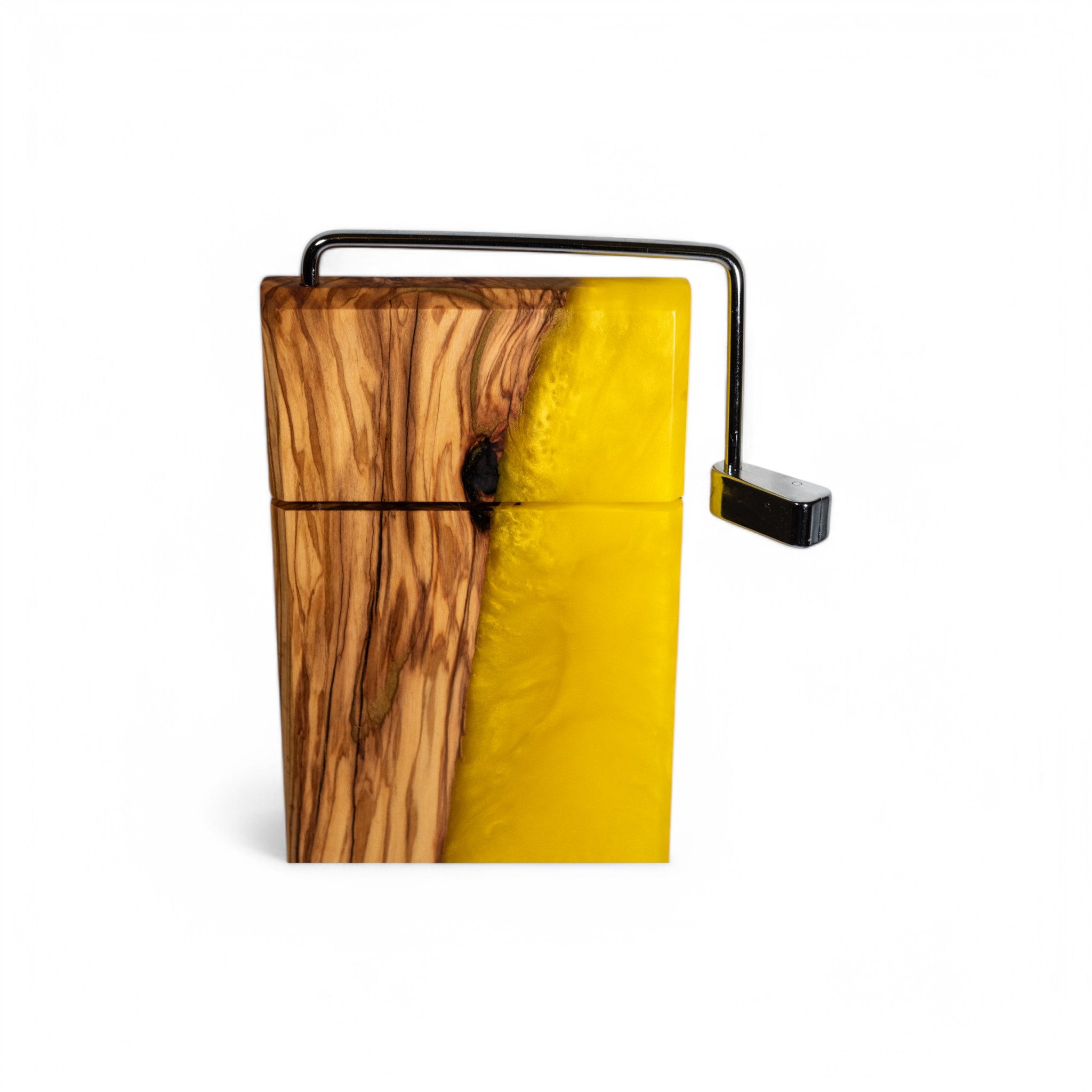 Olive Wood Yellow Epoxy Cheese Slicer Board