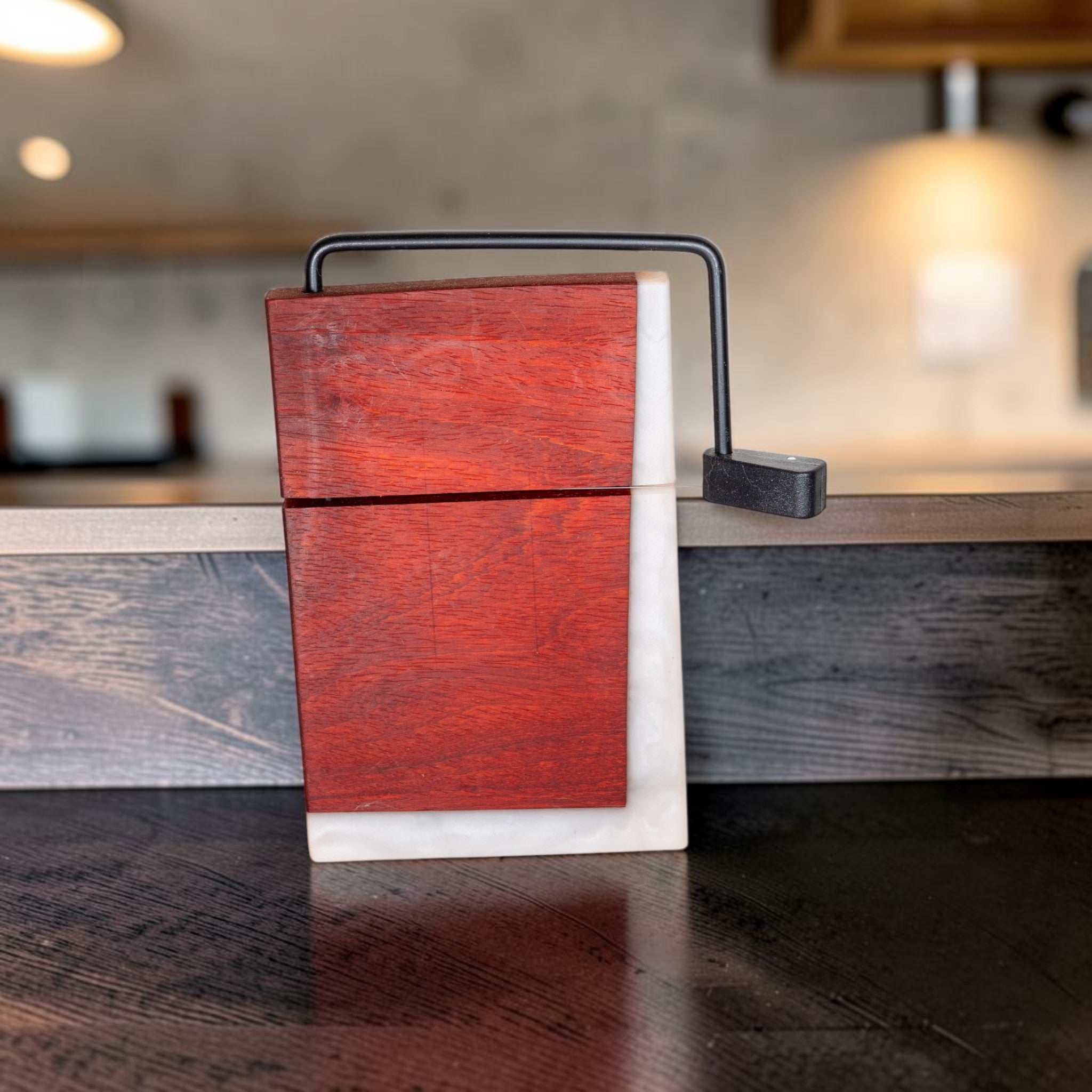 Padauk Wood White Epoxy Cheese Slicer Board