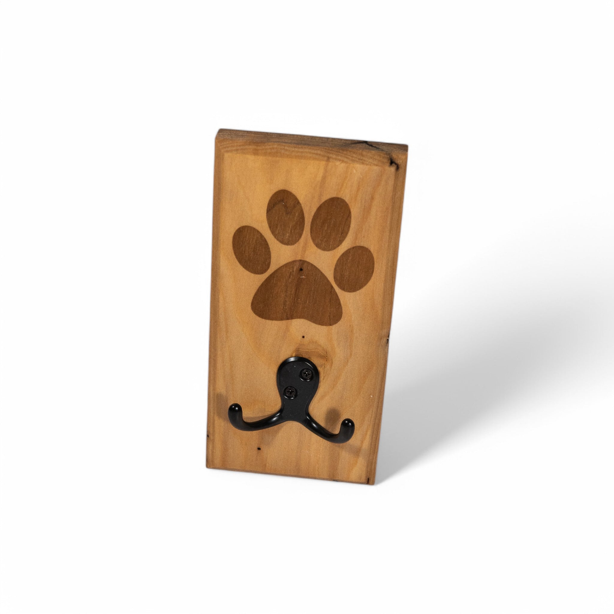 Poplar Wall Mount Dog Paw Leash Holder