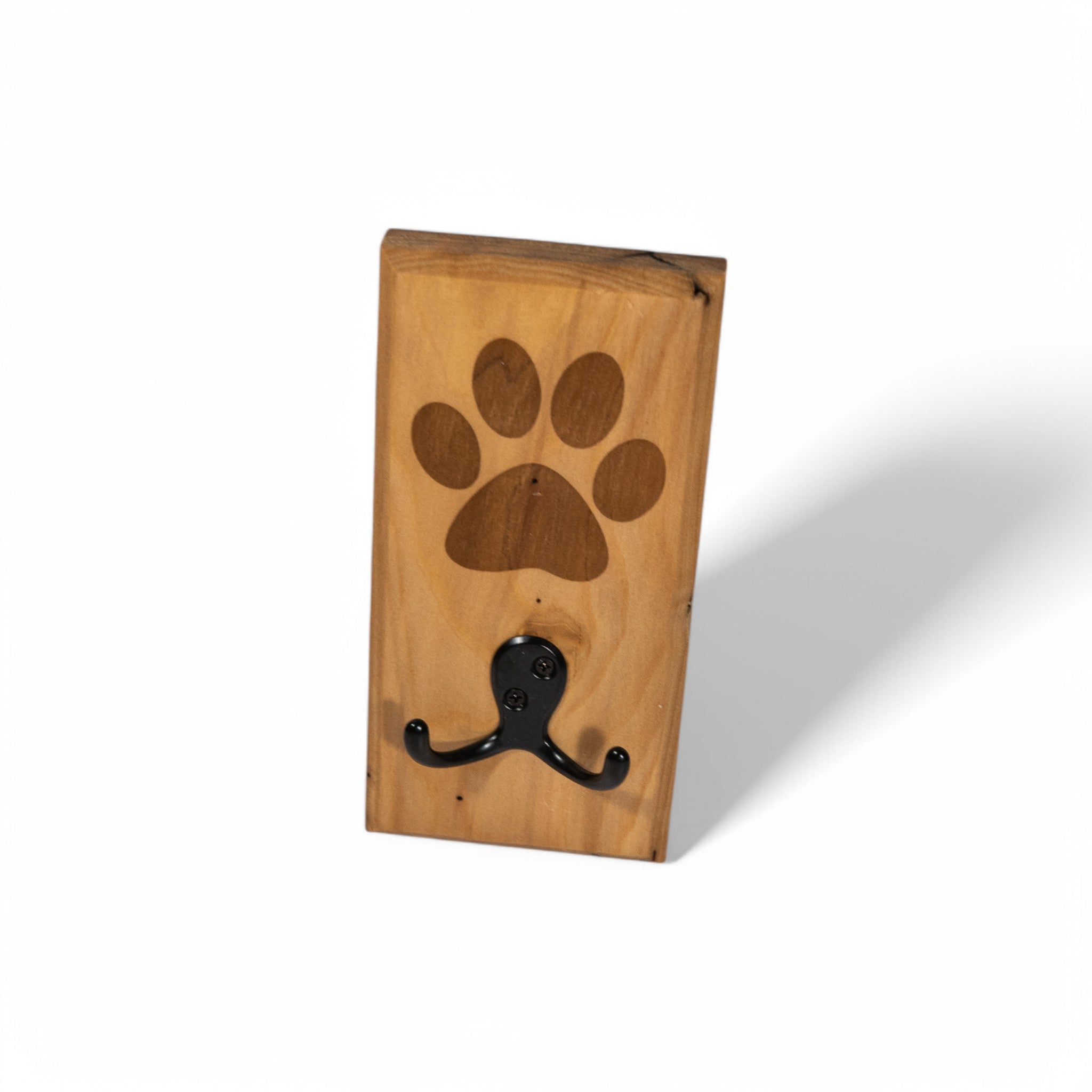 Poplar Wall Mount Dog Paw Leash Holder