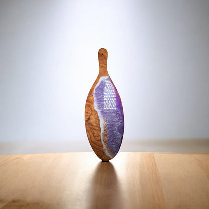 Purple Handcrafted Ocean Wave Olive Wood Charcuterie Board - Serving Platter