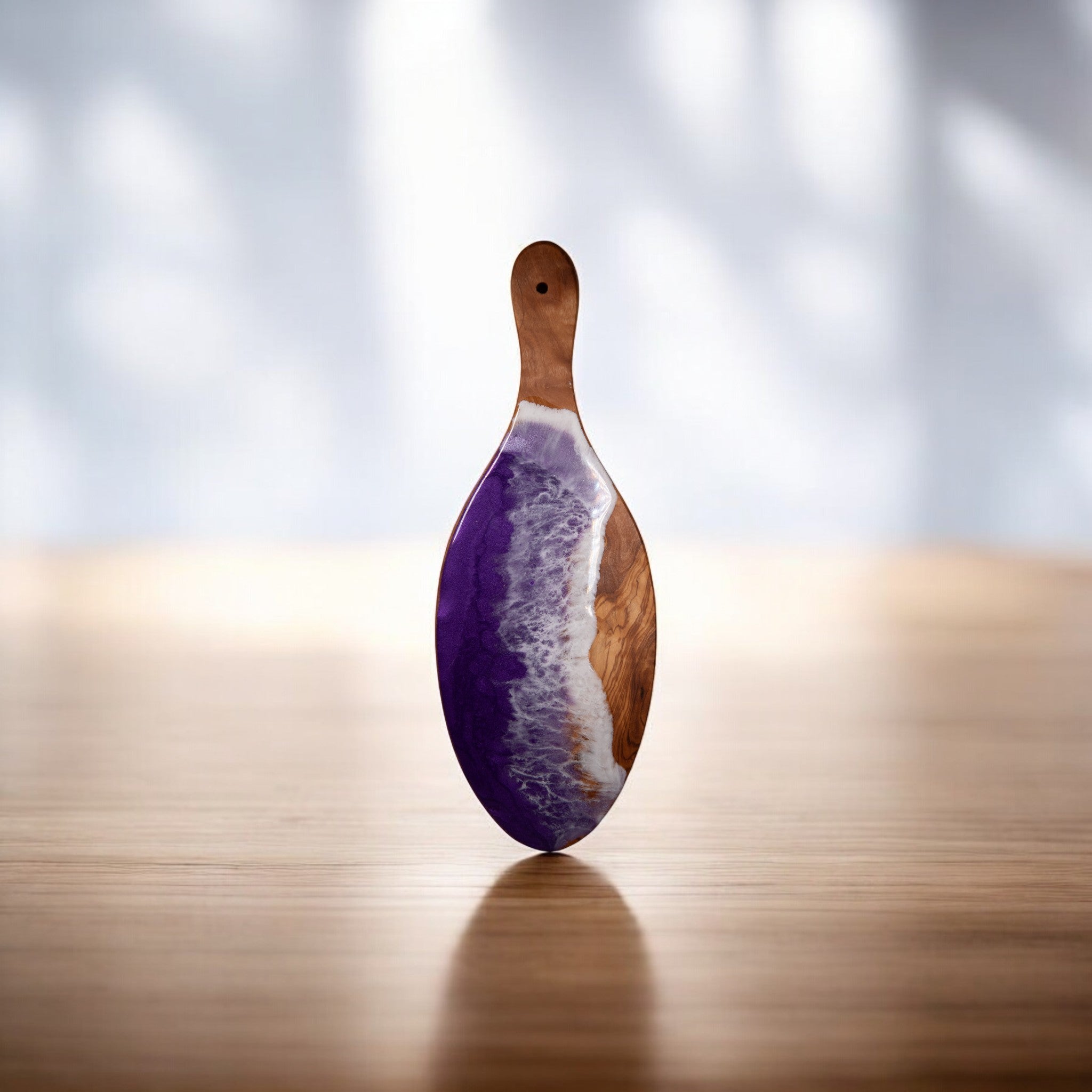 Purple Handcrafted Ocean Wave Olive Wood Charcuterie Board - Serving Platter